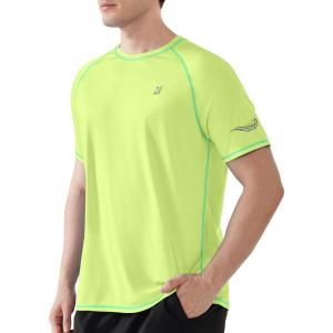 image:imageRoadbox Mens UPF 50 Swim Shirts Short Sleeve UV Sun Protection Rash Guard TShirt Quick Dry Water Surfing Beach TeesLemon Yellow