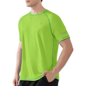 image:imageRoadbox Mens UPF 50 Swim Shirts Short Sleeve UV Sun Protection Rash Guard TShirt Quick Dry Water Surfing Beach TeesLime Green