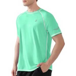 image:imageRoadbox Mens UPF 50 Swim Shirts Short Sleeve UV Sun Protection Rash Guard TShirt Quick Dry Water Surfing Beach TeesSeaweed Green