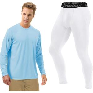 image:imageRoadbox Size M Mens Sun Protection Long Sleeve Shirts amp Mens Compression Pants Tights Leggings