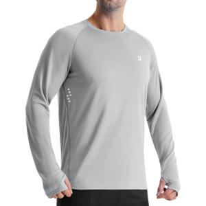 image:imageRoadbox Mens UPF 50 Long Sleeve Swim Rash Guard UV Sun Protection SPF Shirts for Outdoor Fishing Hiking Running Pale Grey