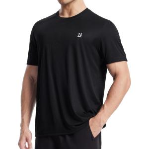 image:imageRoadbox Mens UPF 50 Swim Shirts UV Sun Protection Rash Guard Short Sleeve Surfing Hiking Fishing Beach Quick Dry TShirtsBlack