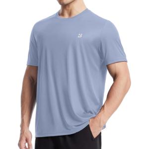 image:imageRoadbox Mens UPF 50 Swim Shirts UV Sun Protection Rash Guard Short Sleeve Surfing Hiking Fishing Beach Quick Dry TShirtsBlue Gray