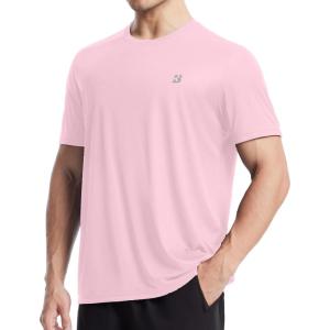 image:imageRoadbox Mens UPF 50 Swim Shirts UV Sun Protection Rash Guard Short Sleeve Surfing Hiking Fishing Beach Quick Dry TShirtsPink