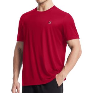 image:imageRoadbox Mens UPF 50 Swim Shirts UV Sun Protection Rash Guard Short Sleeve Surfing Hiking Fishing Beach Quick Dry TShirtsRed