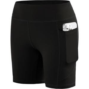 image:imageRoadbox Girls Volleyball Spandex Shorts 5 Youth Bike Athletic Compression Shorts for Gymnastics Dance Yoga with PocketsBlack