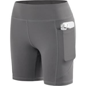 image:imageRoadbox Girls Volleyball Spandex Shorts 5 Youth Bike Athletic Compression Shorts for Gymnastics Dance Yoga with PocketsDark Gray