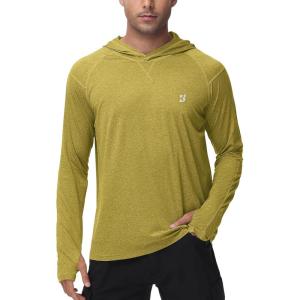 image:imageRoadbox Mens UPF 50 Fishing Shirts Long Sleeve UV Sun Hoodie Hiking Running Swim Athletic Workout ShirtA02mustard Yellow