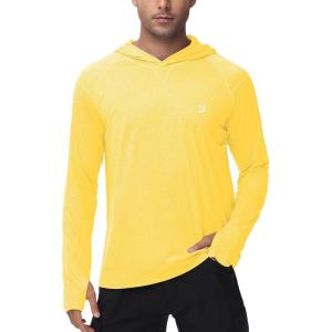 image:imageRoadbox Mens UPF 50 Fishing Shirts Long Sleeve UV Sun Hoodie Hiking Running Swim Athletic Workout ShirtA02yellow