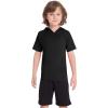 image:imageRoadbox Boys Short Sleeve Hoodie Athletic Quick Dry Hooded T Shirts Lightweight Youth Pullover Sweatshirt for Workout Sport01 Black
