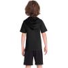 image:imageRoadbox Boys Short Sleeve Hoodie Athletic Quick Dry Hooded T Shirts Lightweight Youth Pullover Sweatshirt for Workout Sport01 Black