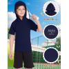 image:imageRoadbox Boys Short Sleeve Hoodie Athletic Quick Dry Hooded T Shirts Lightweight Youth Pullover Sweatshirt for Workout Sport02 Navy Blue