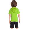 image:imageRoadbox Boys Short Sleeve Hoodie Athletic Quick Dry Hooded T Shirts Lightweight Youth Pullover Sweatshirt for Workout Sport04 Green