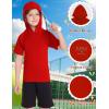 image:imageRoadbox Boys Short Sleeve Hoodie Athletic Quick Dry Hooded T Shirts Lightweight Youth Pullover Sweatshirt for Workout Sport05 Red