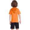 image:imageRoadbox Boys Short Sleeve Hoodie Athletic Quick Dry Hooded T Shirts Lightweight Youth Pullover Sweatshirt for Workout Sport06 Orange