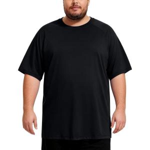image:imageMens Big and Tall Swim Shirts UPF 50 Sun Protection Short Sleeve Rash Guard Quick Dry TShirt for Beach and SurfingBlack
