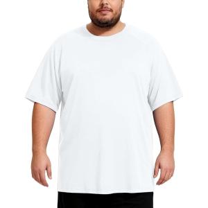 image:imageMens Big and Tall Swim Shirts UPF 50 Sun Protection Short Sleeve Rash Guard Quick Dry TShirt for Beach and SurfingWhite