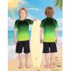 image:imageRoadbox Boys Rash Guard Short Sleeve Swim Shirt UPF 50 Sun Protection Kids Quick Dry Rashguard Water Shirt for Surf Beach06 Black Green Gradient