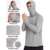 image:imageRoadbox Mens UPF 50 Sun Protection Hoodie Long Sleeve Fishing Shirt with Mask Lightweight UV SPF Hooded for Hiking RunningGrey