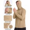 image:imageRoadbox Mens UPF 50 Sun Protection Hoodie Long Sleeve Fishing Shirt with Mask Lightweight UV SPF Hooded for Hiking RunningKhaki
