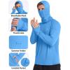 image:imageRoadbox Mens UPF 50 Sun Protection Hoodie Long Sleeve Fishing Shirt with Mask Lightweight UV SPF Hooded for Hiking RunningMedium Blue