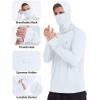 image:imageRoadbox Mens UPF 50 Sun Protection Hoodie Long Sleeve Fishing Shirt with Mask Lightweight UV SPF Hooded for Hiking RunningWhite