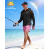 image:imageRoadbox UPF 50 Sun Hoodie for Men 14 Zip Fishing Shirt with Long Sleeve UV Protection for Outdoor HikingBlack