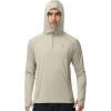 image:imageRoadbox UPF 50 Sun Hoodie for Men 14 Zip Fishing Shirt with Long Sleeve UV Protection for Outdoor HikingOatmeal