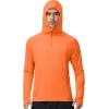 image:imageRoadbox UPF 50 Sun Hoodie for Men 14 Zip Fishing Shirt with Long Sleeve UV Protection for Outdoor HikingRed Orange