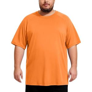 image:imageMens Big and Tall Swim Shirts UPF 50 Sun Protection Short Sleeve Rash Guard Quick Dry TShirt for Beach and SurfingElectric Orange
