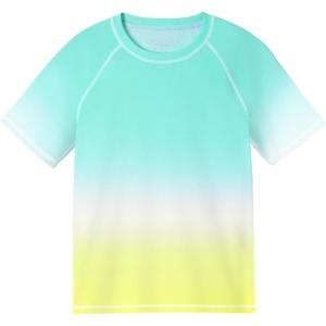 image:imageRoadbox Boys Rash Guard Short Sleeve Swim Shirt UPF 50 Sun Protection Kids Quick Dry Rashguard Water Shirt for Surf Beach05 Blue Yellow Gradient