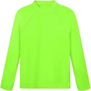 image:imageRoadbox Boys UPF 50 Rash Guard Swim Shirt Sun Protection Long Sleeve for Kids Toddler Rashguard Athletic Surf Water ShirtsFluorescent Green