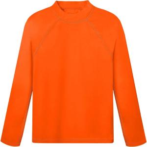 image:imageRoadbox Boys UPF 50 Rash Guard Swim Shirt Sun Protection Long Sleeve for Kids Toddler Rashguard Athletic Surf Water ShirtsFluorescent Orange