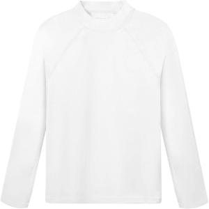 image:imageRoadbox Boys UPF 50 Rash Guard Swim Shirt Sun Protection Long Sleeve for Kids Toddler Rashguard Athletic Surf Water ShirtsWhite