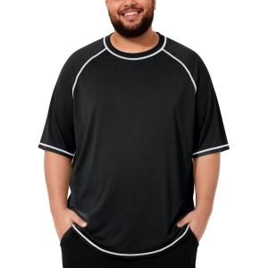 image:imageRoadbox Mens Big and Tall Swim Shirt UPF 50 Short Sleeve Rash Guard UV Sun Protection Quick Dry Water TShirts for BeachBlack