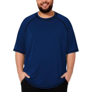 image:imageRoadbox Mens Big and Tall Swim Shirt UPF 50 Short Sleeve Rash Guard UV Sun Protection Quick Dry Water TShirts for BeachBlue