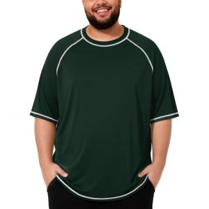 image:imageRoadbox Mens Big and Tall Swim Shirt UPF 50 Short Sleeve Rash Guard UV Sun Protection Quick Dry Water TShirts for BeachDark Green