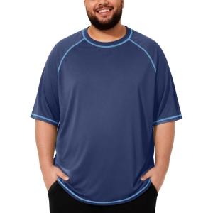 image:imageRoadbox Mens Big and Tall Swim Shirt UPF 50 Short Sleeve Rash Guard UV Sun Protection Quick Dry Water TShirts for BeachNavy Blue