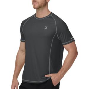 image:imageRoadbox Mens Short Sleeve Swim Shirt UPF 50 Quick Dry Rash Guard UV Sun Protection Water TShirt for Beach and SurfingCharcoal Gray