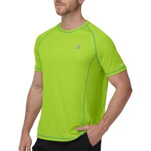image:imageRoadbox Mens Short Sleeve Swim Shirt UPF 50 Quick Dry Rash Guard UV Sun Protection Water TShirt for Beach and SurfingLime Green