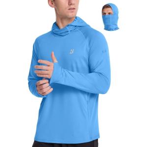 image:imageRoadbox Mens UPF 50 Sun Protection Hoodie Long Sleeve Fishing Shirt with Mask Lightweight UV SPF Hooded for Hiking RunningMedium Blue