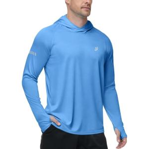 image:imageRoadbox Mens UPF 50 Sun Protection Hoodie UV Long Sleeve Fishing Shirts Lightweight Swim Rash Guard for Outdoor HikingMedium Blue