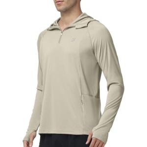 image:imageRoadbox UPF 50 Sun Hoodie for Men 14 Zip Fishing Shirt with Long Sleeve UV Protection for Outdoor HikingOatmeal