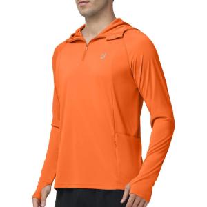 image:imageRoadbox UPF 50 Sun Hoodie for Men 14 Zip Fishing Shirt with Long Sleeve UV Protection for Outdoor HikingRed Orange