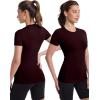 image:imageRoadbox Compression Shirt for Women Slim Fit Short Sleeve Athletic Top Workout Undershirt for Gym Yoga Wine Red