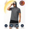 image:imageRoadbox Mens Short Sleeve Hoodie Lightweight Workout Hooded T Shirts UPF 50 Quick Dry Athletic Gym Running SweatshirtDark Grey