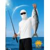 image:imageRoadbox Mens UPF 50 Sun Shirt Long Sleeve Fishing Hoodie UV Protection Hooded Rash Guard with Mask for Hiking RunningWhite