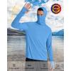 image:imageRoadbox UPF 50 Mens Hooded Fishing Shirts Long Sleeve UV Sun Protection Hoodie Hiking Running Swim Rash Guard with MaskSky Blue
