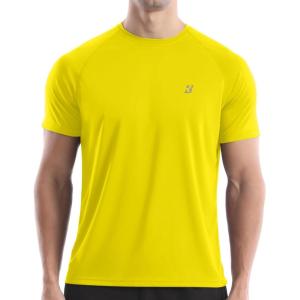 image:imageRoadbox Mens Rash Guard Short Sleeve UPF 50 UV Sun Protection Swim Shirts Quick Dry Lightweight Water Surf Beach TShirtGolden Yellow