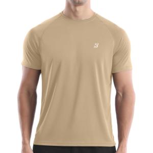 image:imageRoadbox Mens Rash Guard Short Sleeve UPF 50 UV Sun Protection Swim Shirts Quick Dry Lightweight Water Surf Beach TShirtKhaki